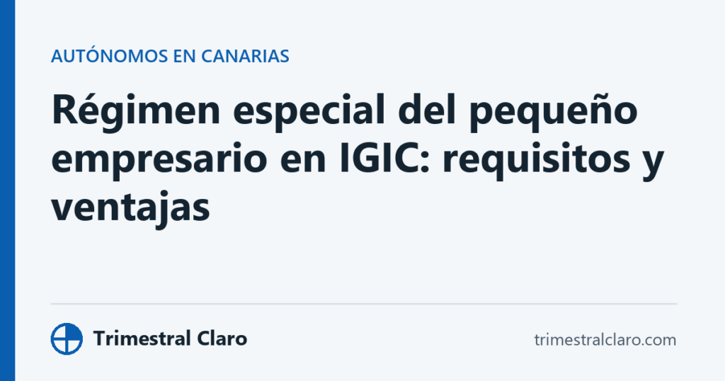 Régimen especial del pequeño empresario en IGIC: requisitos y ventajas